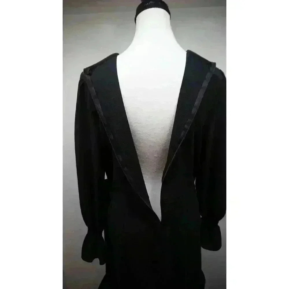 WEEPINLEE Long Sleeve Round Neck Ruffles Wrap Dresses, Size M - Picture 11 of 16